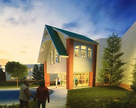 Rendering of the exterior of the healthcare center